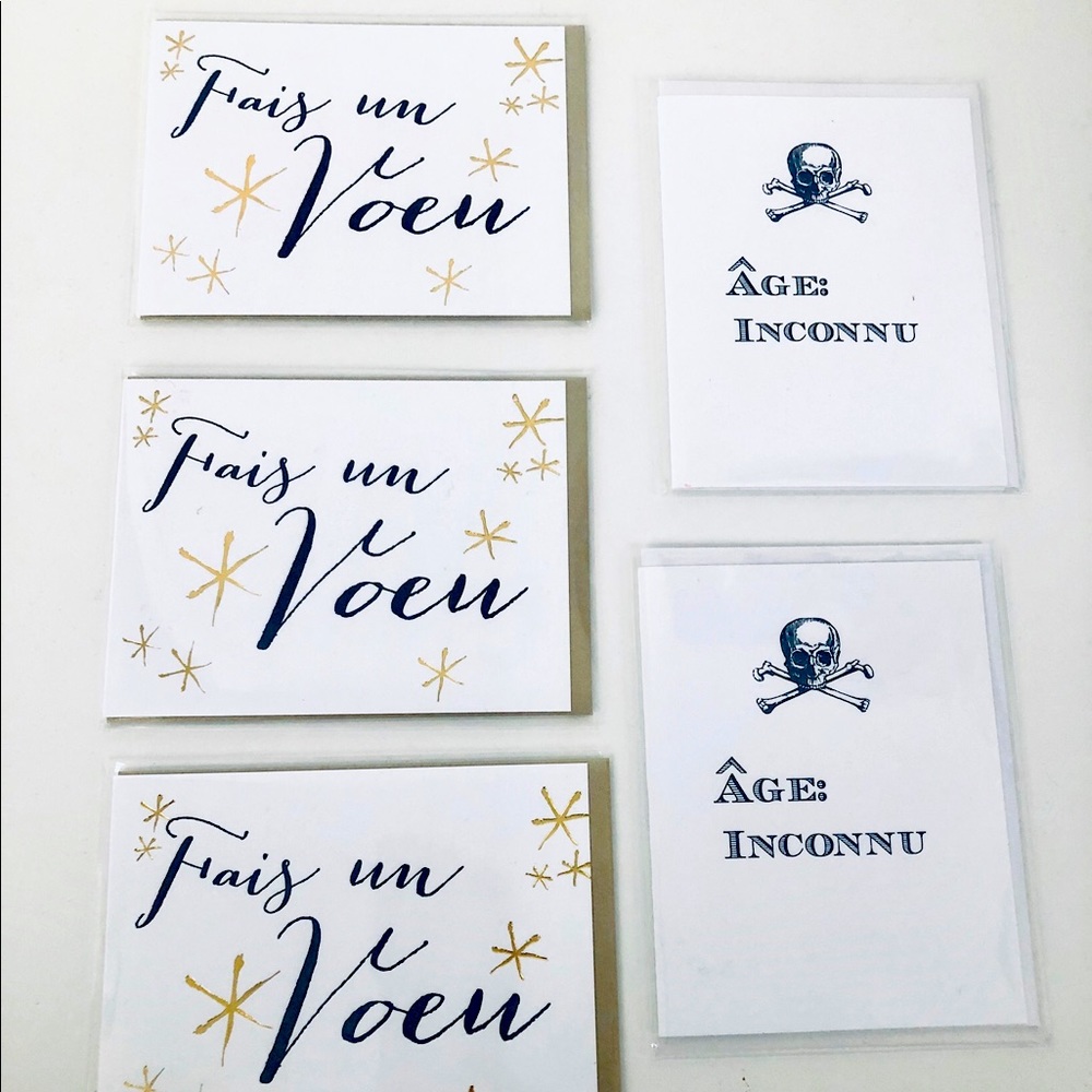 Lot of 5 Quality Birthday Greeting Cards (French)